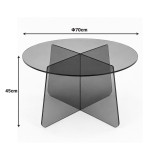 Tavolinë kafeje Cleary pakoworld xham i temperuar antracit 8mm D70x45cm