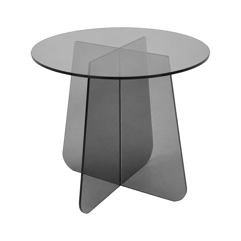 Tavolinë anësore Cleary pakoworld xham i temperuar antracit 8mm D50x45cm