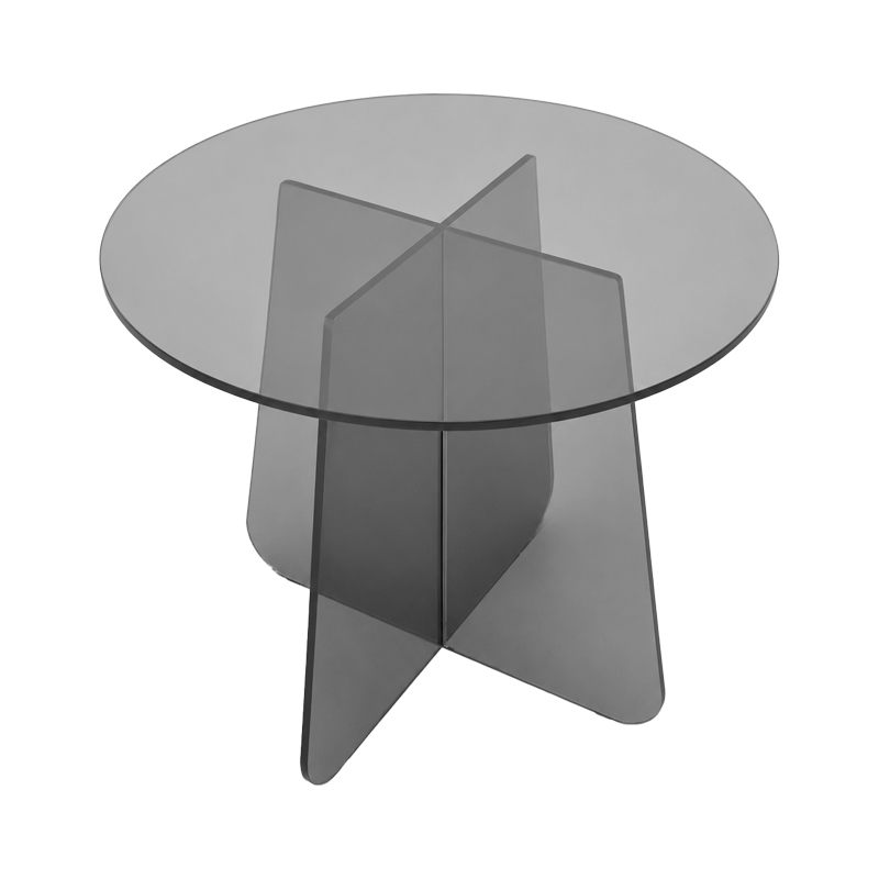 Tavolinë anësore Cleary pakoworld xham i temperuar antracit 8mm D50x45cm
