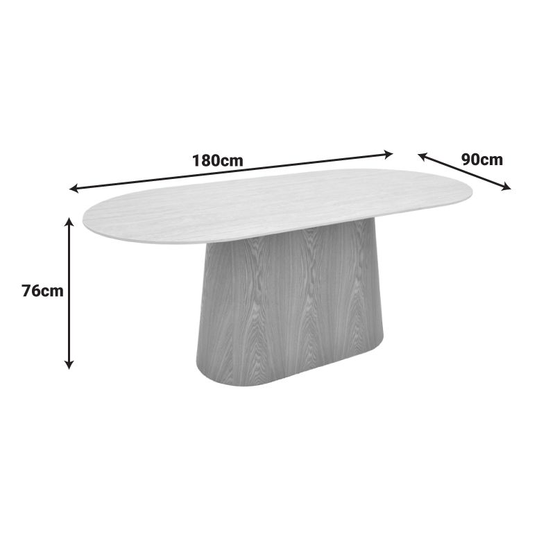 Tavolinë ngrënie Karlino pakoworld sintered stone me pamje travertini-mdf ngjyrë natyrale 180x90x76cm