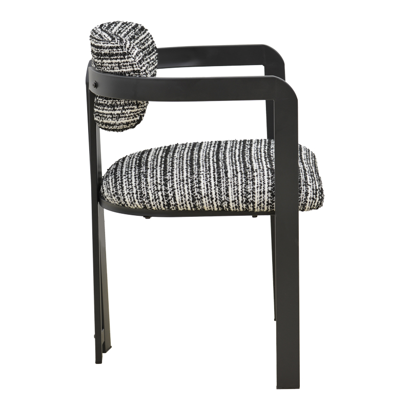 Fotel Berdona pakoworld pëlhurë e zezë dhe e bardhë-këmbë metalike e zezë 57x47x78cm