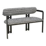 Divan 2-vendësh Berdona pakoworld pëlhurë e zezë dhe e bardhë-këmbë metalike e zezë 120x47x78cm