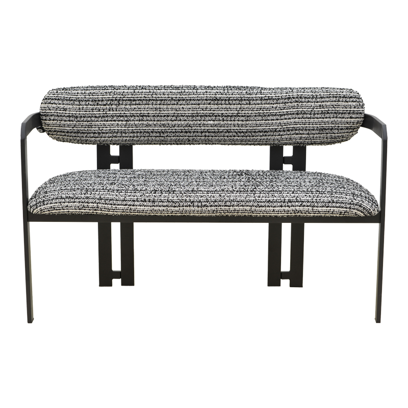 Divan 2-vendësh Berdona pakoworld pëlhurë e zezë dhe e bardhë-këmbë metalike e zezë 120x47x78cm