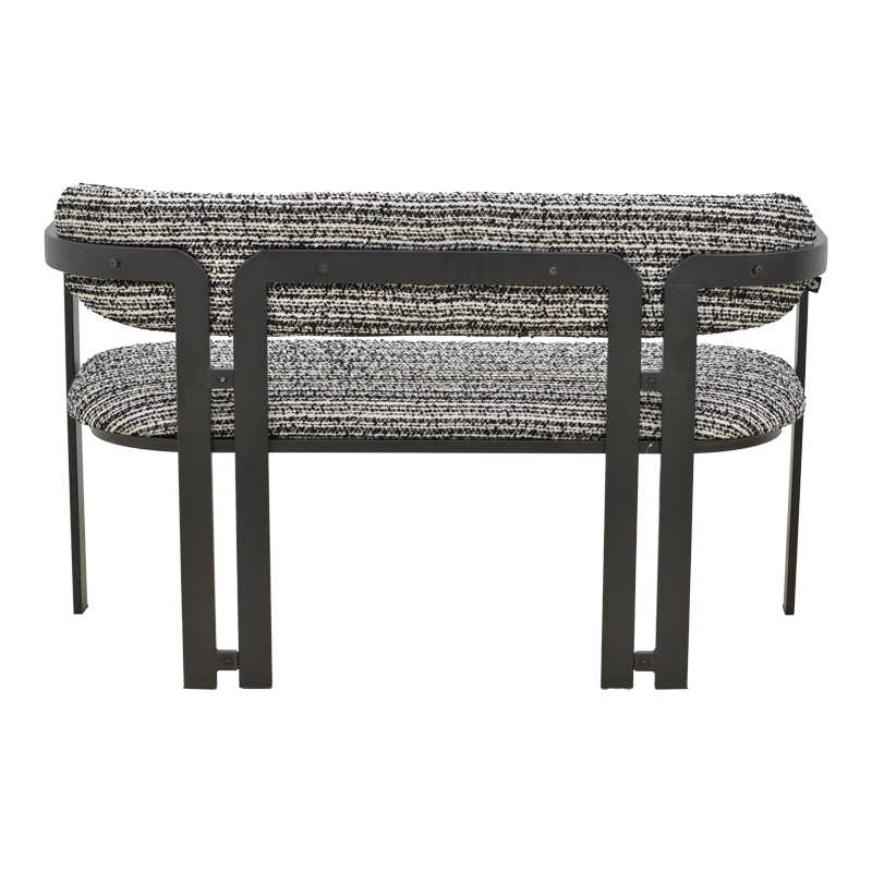 Divan 2-vendësh Berdona pakoworld pëlhurë e zezë dhe e bardhë-këmbë metalike e zezë 120x47x78cm