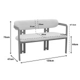 Divan 2-vendësh Berdona pakoworld pëlhurë e zezë dhe e bardhë-këmbë metalike e zezë 120x47x78cm