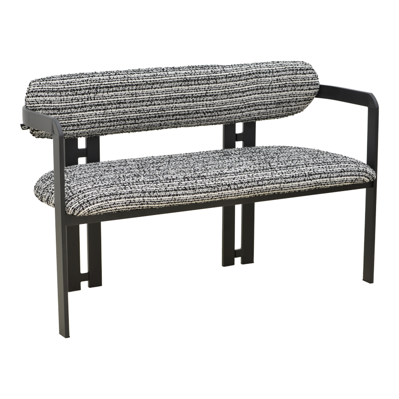 Divan 2-vendësh Berdona pakoworld pëlhurë e zezë dhe e bardhë-këmbë metalike e zezë 120x47x78cm
