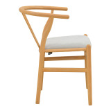 Karrige Wishbone pakoworld dru gome-pëlhurë në ngjyrë natyrale-gri 51x58x73cm