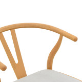 Karrige Wishbone pakoworld dru gome-pëlhurë në ngjyrë natyrale-gri 51x58x73cm