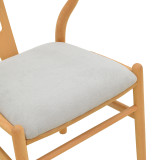 Karrige Wishbone pakoworld dru gome-pëlhurë në ngjyrë natyrale-gri 51x58x73cm