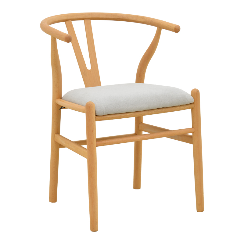 Karrige Wishbone pakoworld dru gome-pëlhurë në ngjyrë natyrale-gri 51x58x73cm