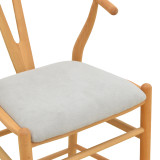 Stol bari me lartësi mesatare Wishbone pakoworld dru gome-pëlhurë në ngjyrë natyrale-gri 51x60x95cm
