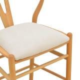 Stol bari me lartësi mesatare Wishbone pakoworld dru gome-pëlhurë në ngjyrë natyrale-beige 51x60x95cm