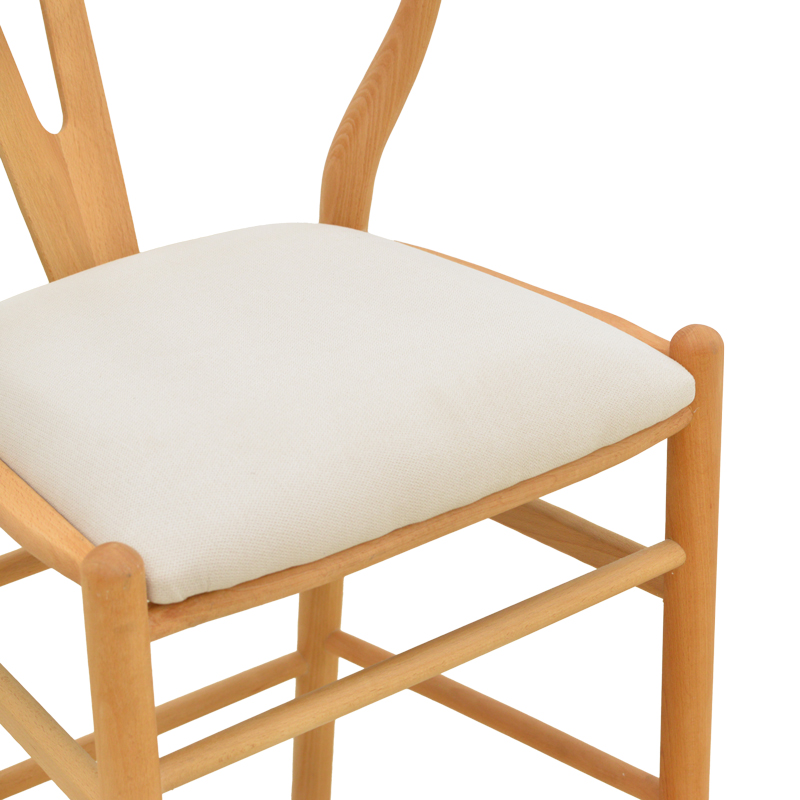 Stol bari me lartësi mesatare Wishbone pakoworld dru gome-pëlhurë në ngjyrë natyrale-beige 51x60x95cm