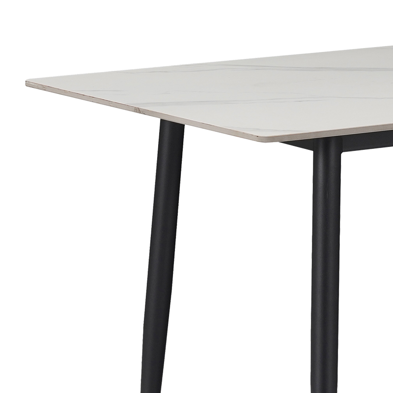 Tavolinë Gustas pakoworld mermer i bardhë guri i sinterizuar-metal i zi 140x80x76cm
