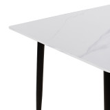 Tavolinë Gustas pakoworld mermer i bardhë guri i sinterizuar-metal i zi 140x80x76cm