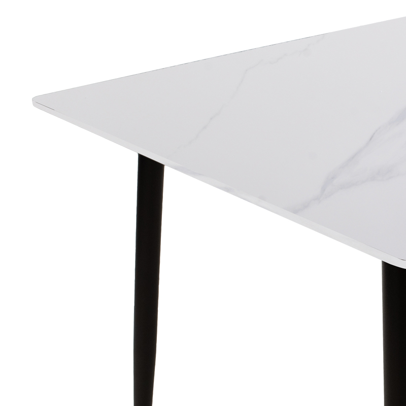 Tavolinë Gustas pakoworld mermer i bardhë guri i sinterizuar-metal i zi 140x80x76cm