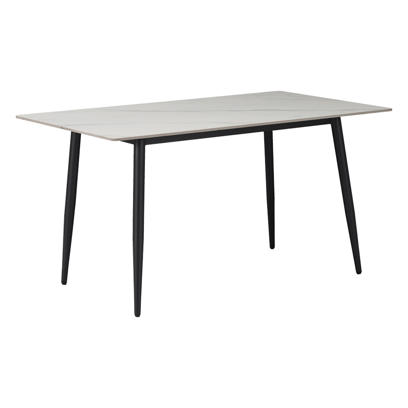 Tavolinë Gustas pakoworld mermer i bardhë guri i sinterizuar-metal i zi 160x80x76cm