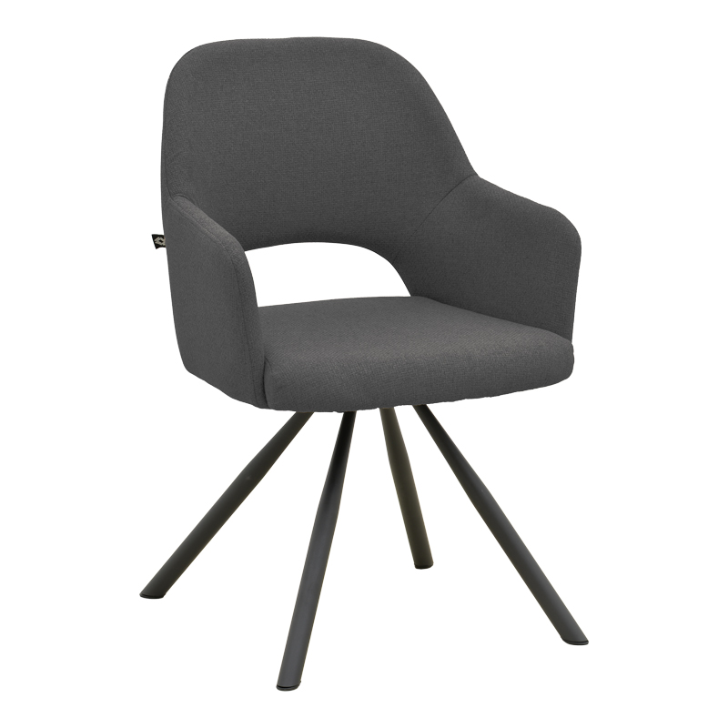 Fotel Verta pakoworld pëlhurë antracit-metal i zi 59x58x87cm