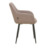 Fotel Telia pakoworld pëlhurë beige-metal i zi 60x54x85cm