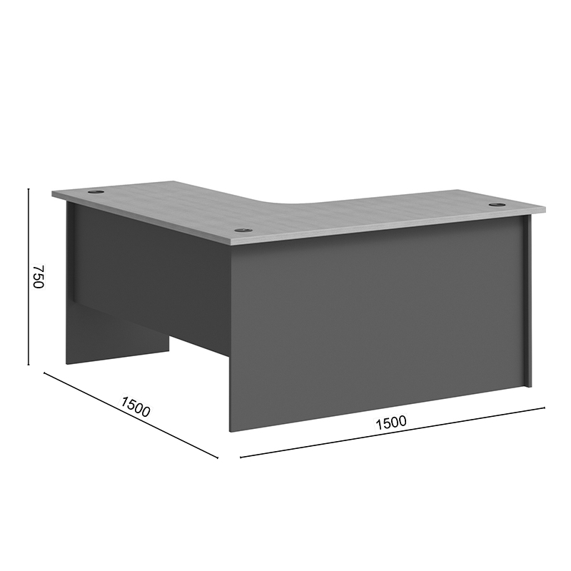 Tavolinë zyre profesionale këndore majtas Fesialo pakoworld natyrale-antracit 150x150x75cm