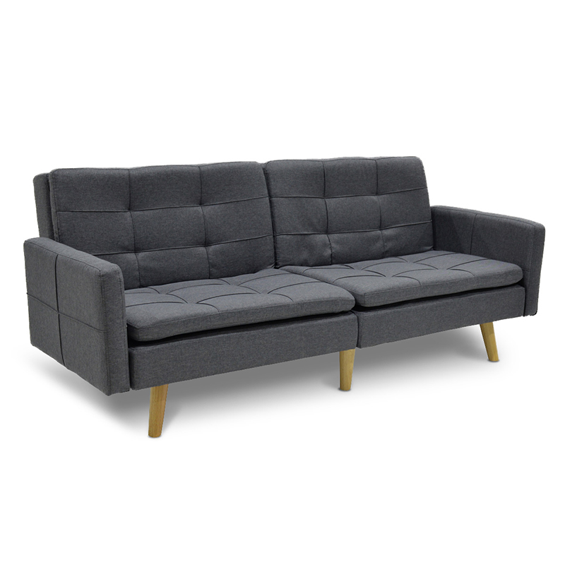 Divan-shtrat 3 vendesh Flexible pakoworld pëlhurë gri e errët 198x87x76