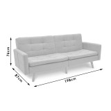 Divan-shtrat 3 vendesh Flexible pakoworld pëlhurë gri e errët 198x87x76