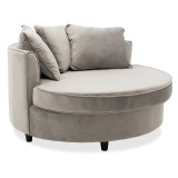 Fotel-divan pakoworld divan i rrumbullakët në kadife gri 123x120x85cm