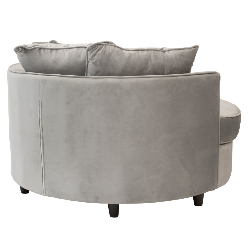 Fotel-divan pakoworld divan i rrumbullakët në kadife gri 123x120x85cm