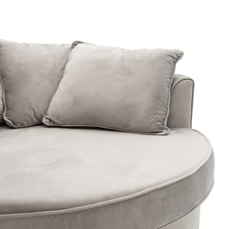 Fotel-divan pakoworld divan i rrumbullakët në kadife gri 123x120x85cm