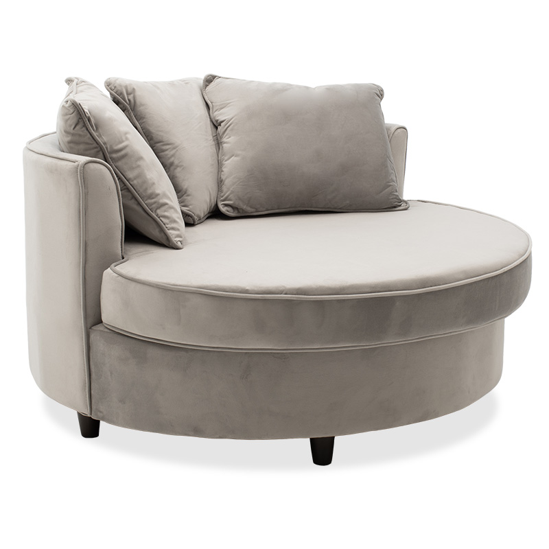 Fotel-divan pakoworld divan i rrumbullakët në kadife gri 123x120x85cm