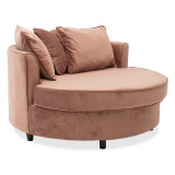 Kolltuk-divan pakoworld divan i rrumbullakët në kadife ngjyrë molle të kalbur 123x120x85cm