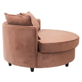 Kolltuk-divan pakoworld divan i rrumbullakët në kadife ngjyrë molle të kalbur 123x120x85cm