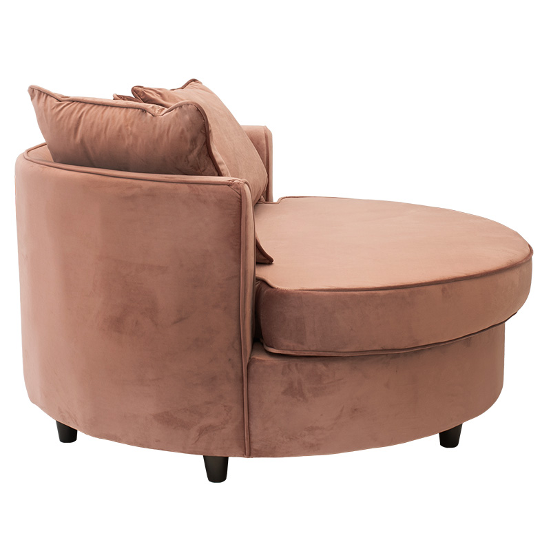 Kolltuk-divan pakoworld divan i rrumbullakët në kadife ngjyrë molle të kalbur 123x120x85cm