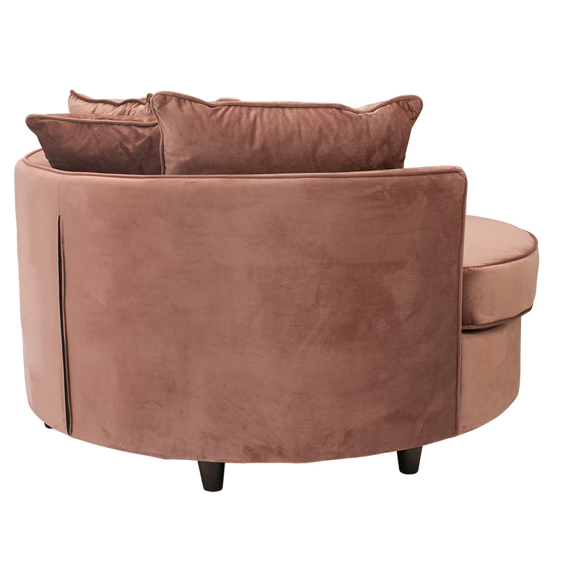 Kolltuk-divan pakoworld divan i rrumbullakët në kadife ngjyrë molle të kalbur 123x120x85cm