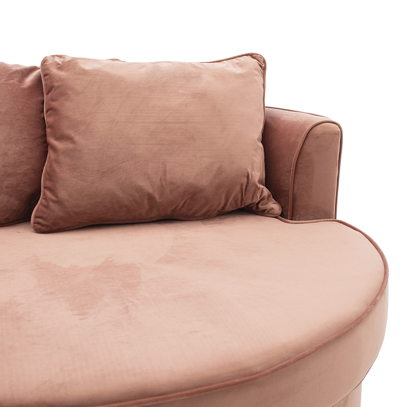 Kolltuk-divan pakoworld divan i rrumbullakët në kadife ngjyrë molle të kalbur 123x120x85cm