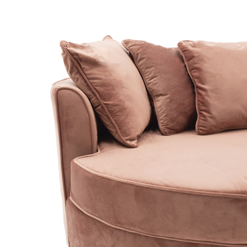 Kolltuk-divan pakoworld divan i rrumbullakët në kadife ngjyrë molle të kalbur 123x120x85cm