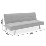 Divan-krevat 3 vendesh Travis pakoworld me pëlhurë në ngjyrë gri 175x83x74cm