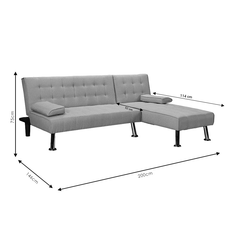 Divan këndi i kthyeshëm Brisk pakoworld tapiceri gri 200x146x75cm
