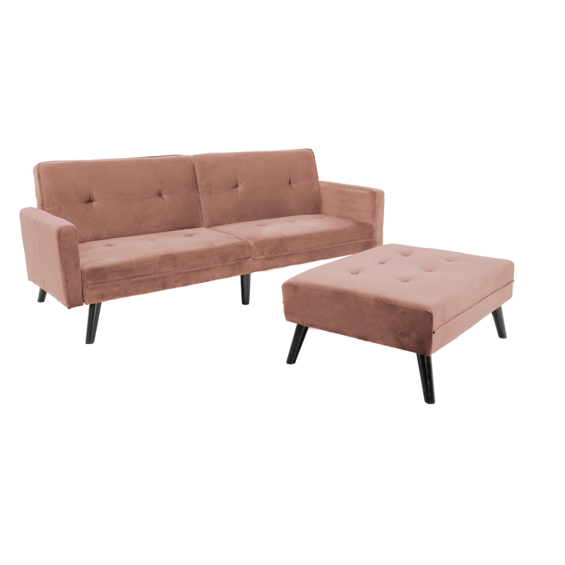 Divan - shtrat Dream pakoworld me mbështetëse këmbësh kadife në ngjyrë molle të kalbur 209x157x80m
