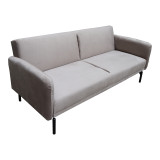Divan shtrati Veluto pakoworld 3-vendësh kadife gri bezhë 197x85x83cm