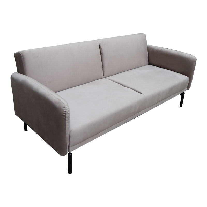 Divan shtrati Veluto pakoworld 3-vendësh kadife gri bezhë 197x85x83cm
