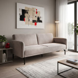 Divan shtrati Veluto pakoworld 3-vendësh kadife gri bezhë 197x85x83cm