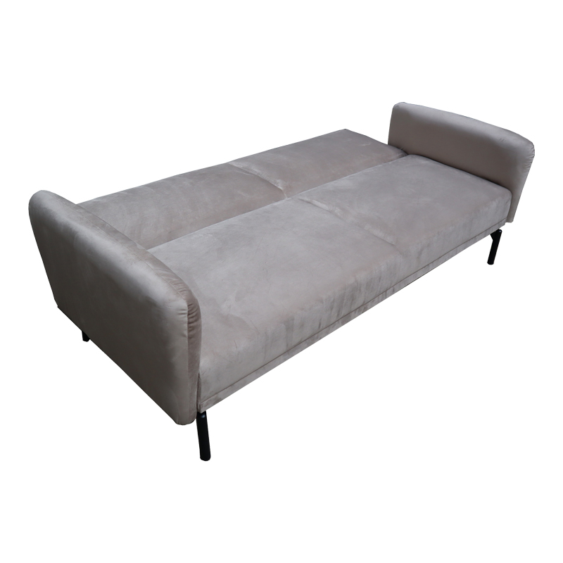 Divan shtrati Veluto pakoworld 3-vendësh kadife gri bezhë 197x85x83cm