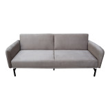 Divan shtrati Veluto pakoworld 3-vendësh kadife gri bezhë 197x85x83cm