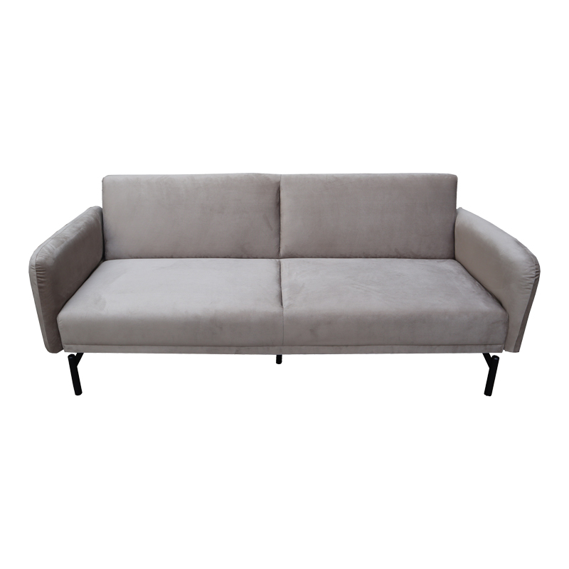 Divan shtrati Veluto pakoworld 3-vendësh kadife gri bezhë 197x85x83cm