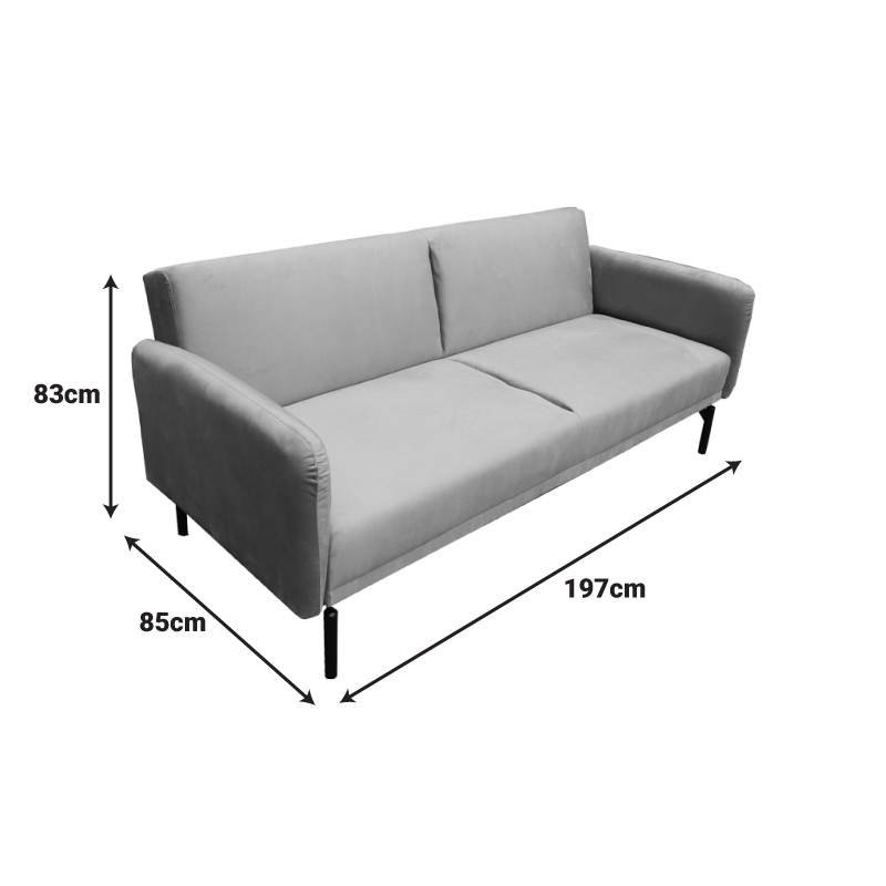 Divan shtrati Veluto pakoworld 3-vendësh kadife antracit 197x85x83cm