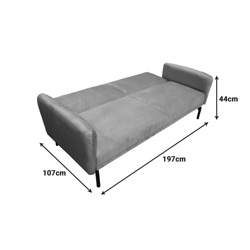 Divan shtrati Veluto pakoworld 3-vendësh kadife antracit 197x85x83cm