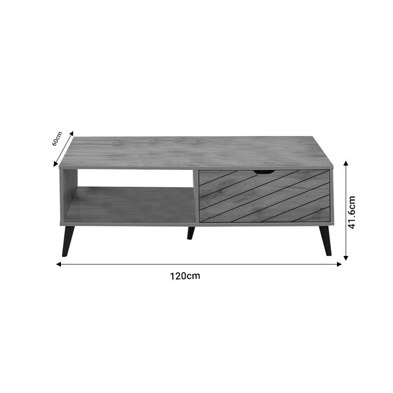Tavolinë kafeje melaminë Thelma pakoworld lis 120x60x41.6cm