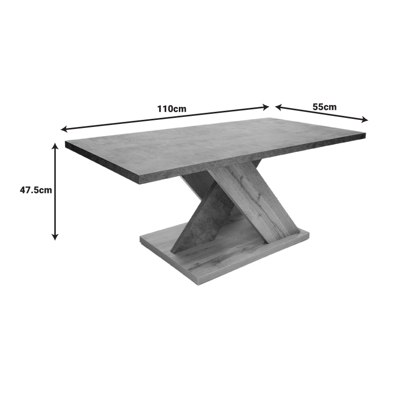 Tavolinë kafeje Solange pakoworld ngjyrë sonoma-gri 110x55x47.5cm