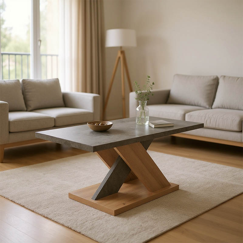 Tavolinë kafeje Solange pakoworld ngjyrë sonoma-gri 110x55x47.5cm